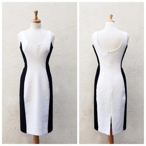 Black Halo Black and White Colorblock Sheath Dress